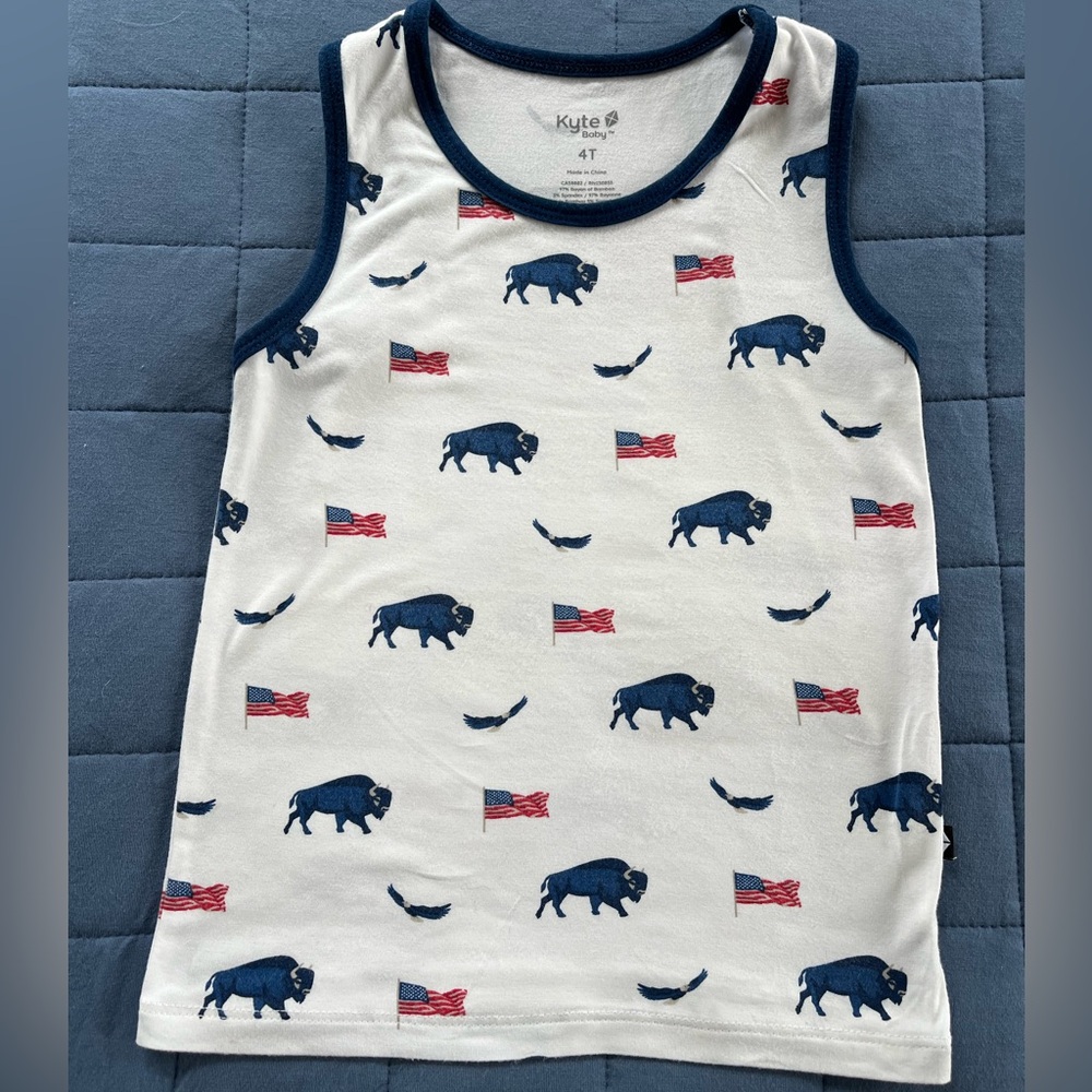 Kyte BABY Patriotic Frontier Tank Top Size 4T American Flag Buffalo Eagle